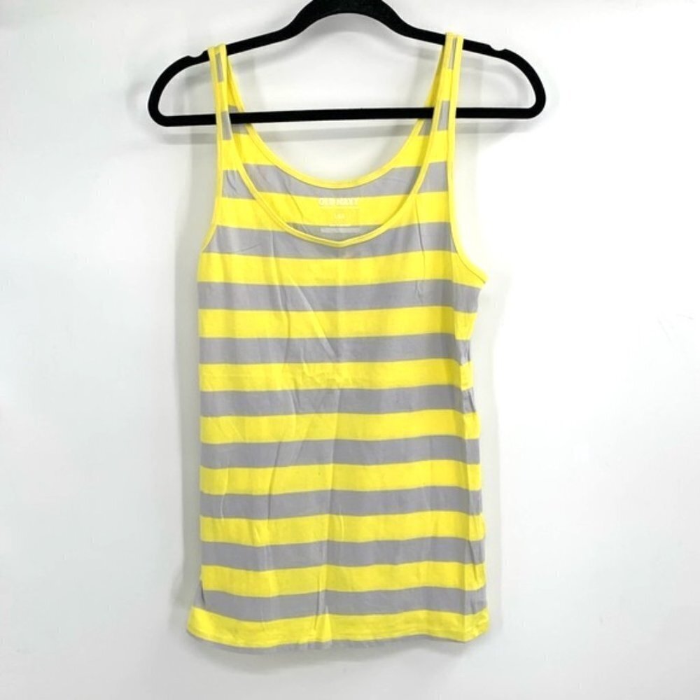 OLD NAVY Striped Tank Yellow Gray Stretch L Spring